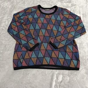 Montecarlo Sweater Geometric Triangle Knit Pullover Vintage Style‎ 80s